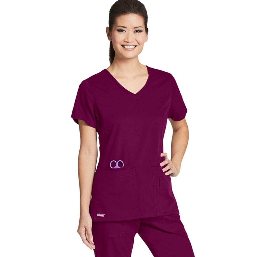 Grey’s Anatomy Active-wear scrub top, wine